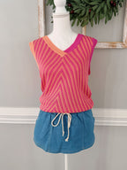Chevron V Neck Sweater Vest