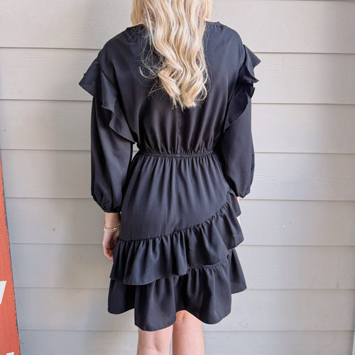 Anna Tiered Black Dress