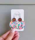 Cherry Wood Round Earrings