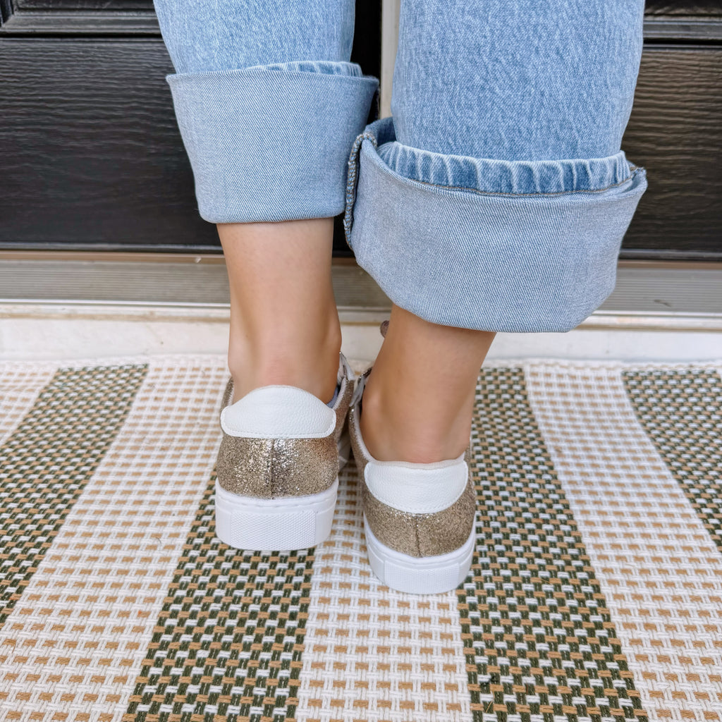 Glitter Star Patchwork Leather Lace-up Sneakers