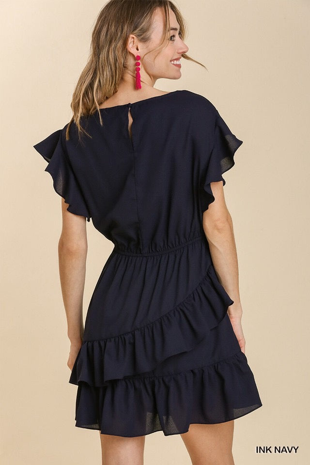 Anna Tiered Black Dress