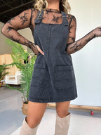 Faith Washed Denim Overall Dress