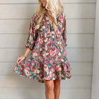 Satin Paisley V-Notched Dress