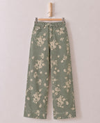 Floral Print Straight Leg Denim Pants