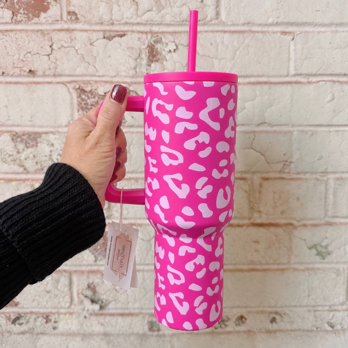Hot Pink Leopard Tumbler
