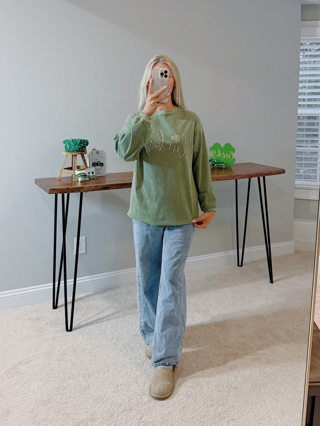 Rhinestone Ribbed St Patrick Sweatshirt