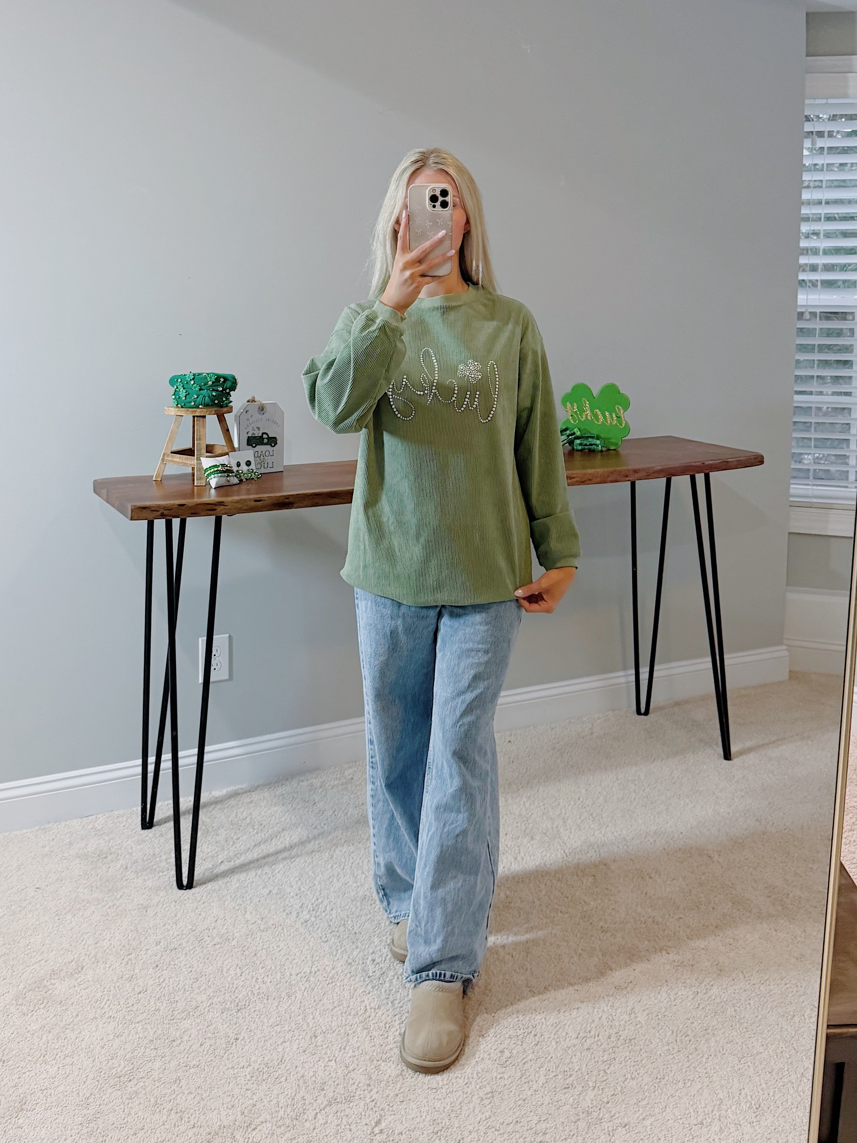 Rhinestone Ribbed St Patrick Sweatshirt