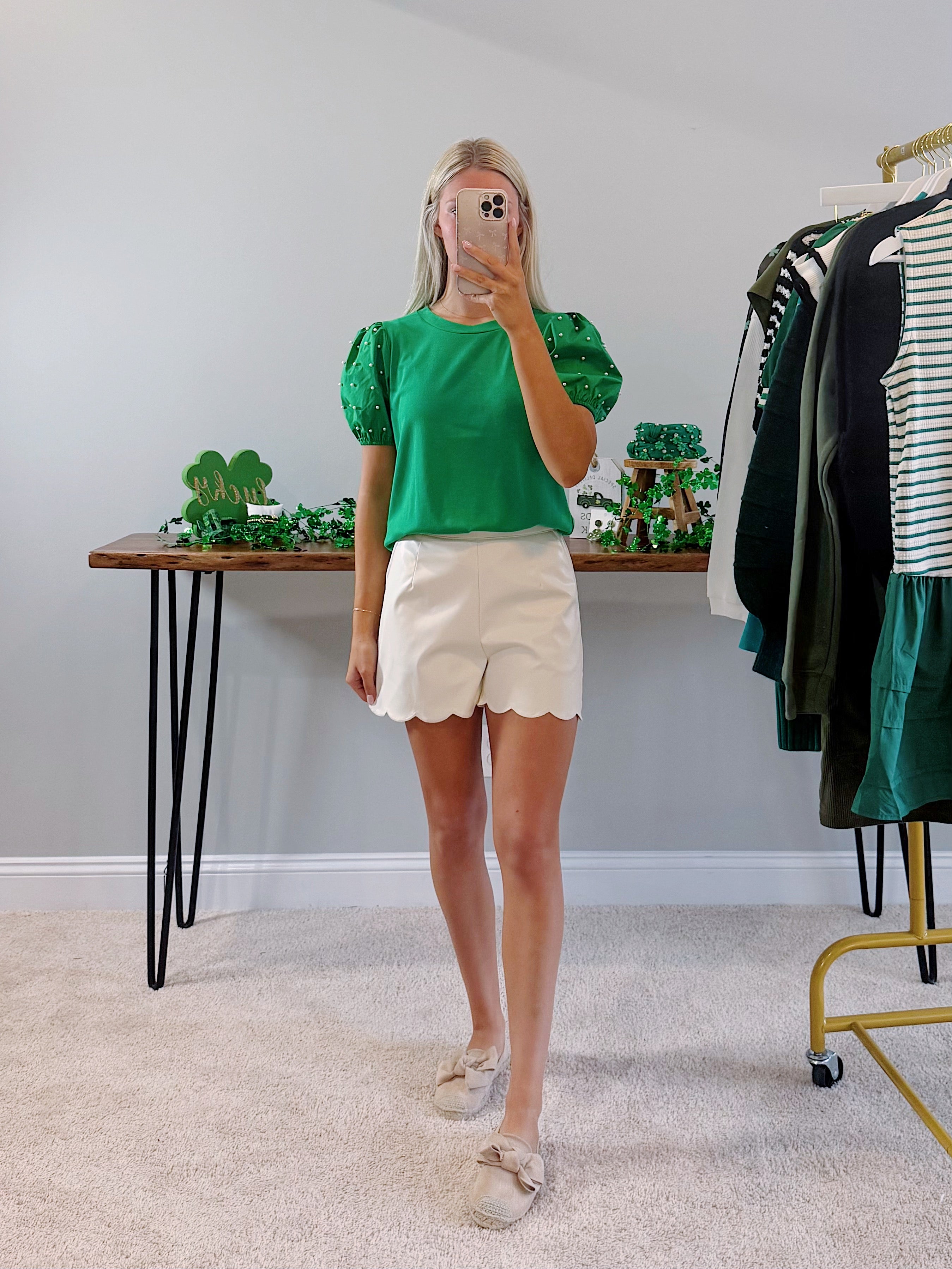 Heidi Pearl Beaded Sleeve Top