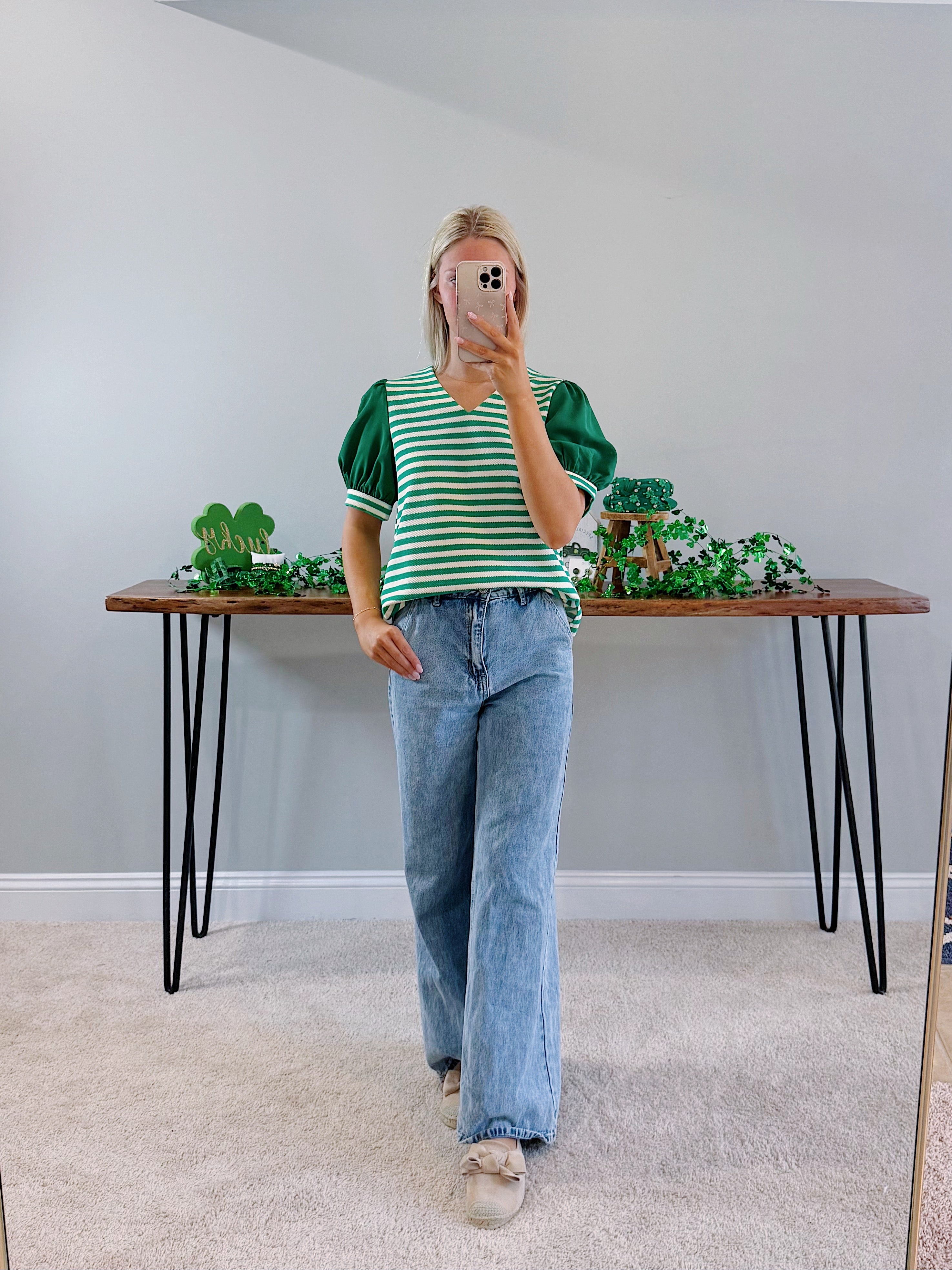 Candace Stripe Puff Sleeve Blouse