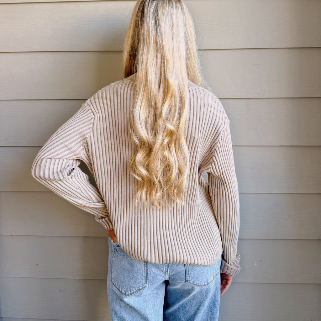 WASHED ZIP UP SWEATER