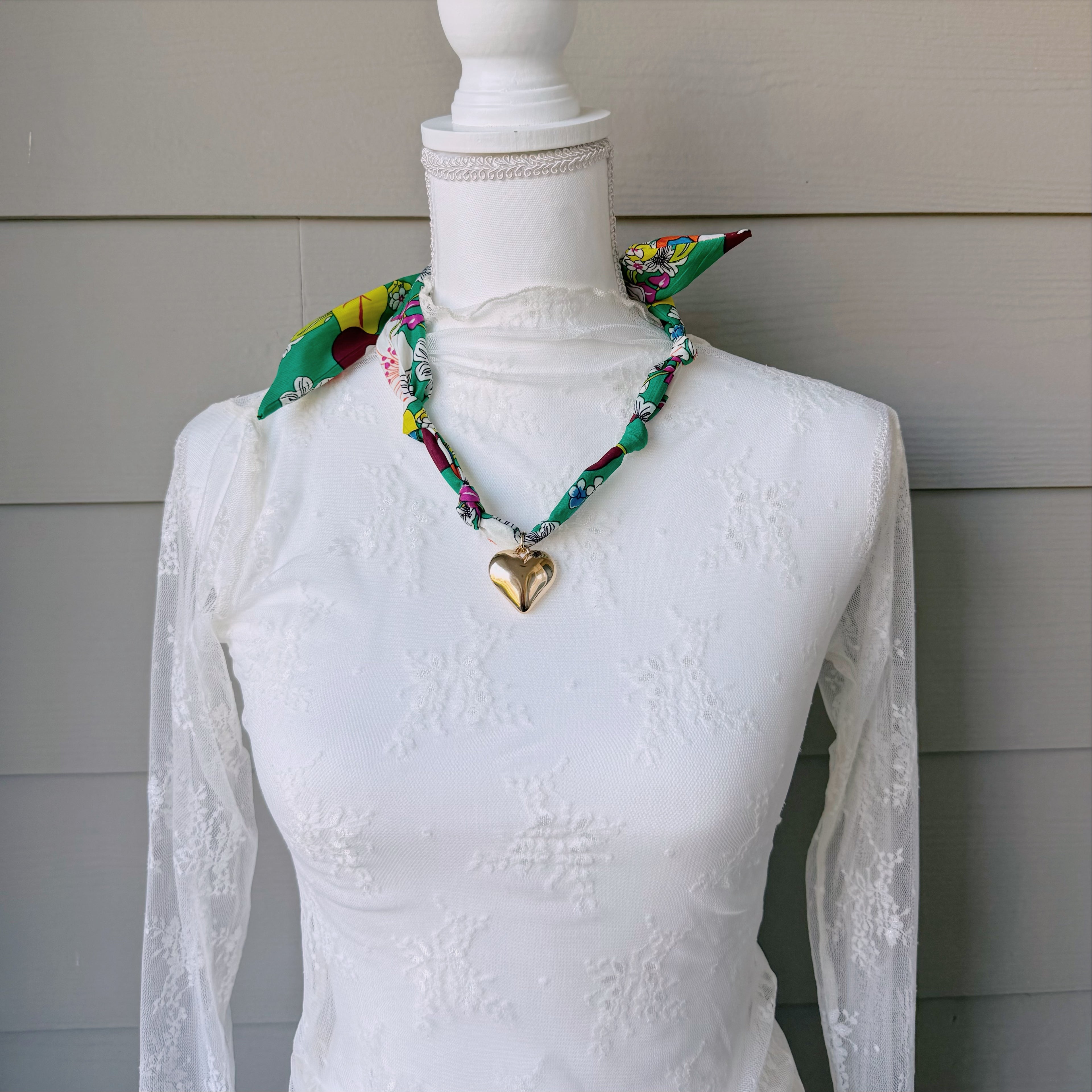 HANDMADE SCARF HEART CHARM NECKLACE