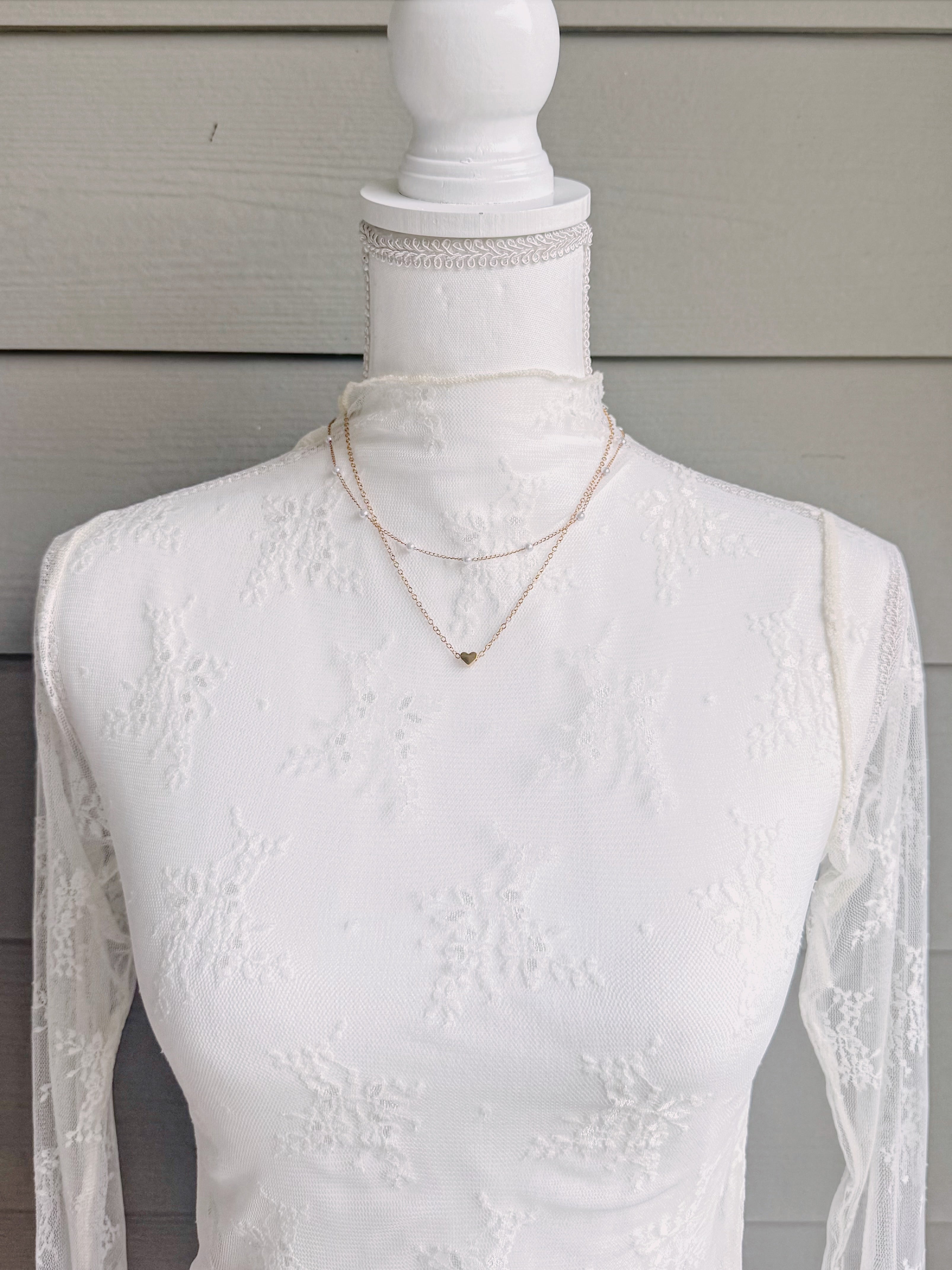 Heart and Pearl 2pcs Layered Necklace