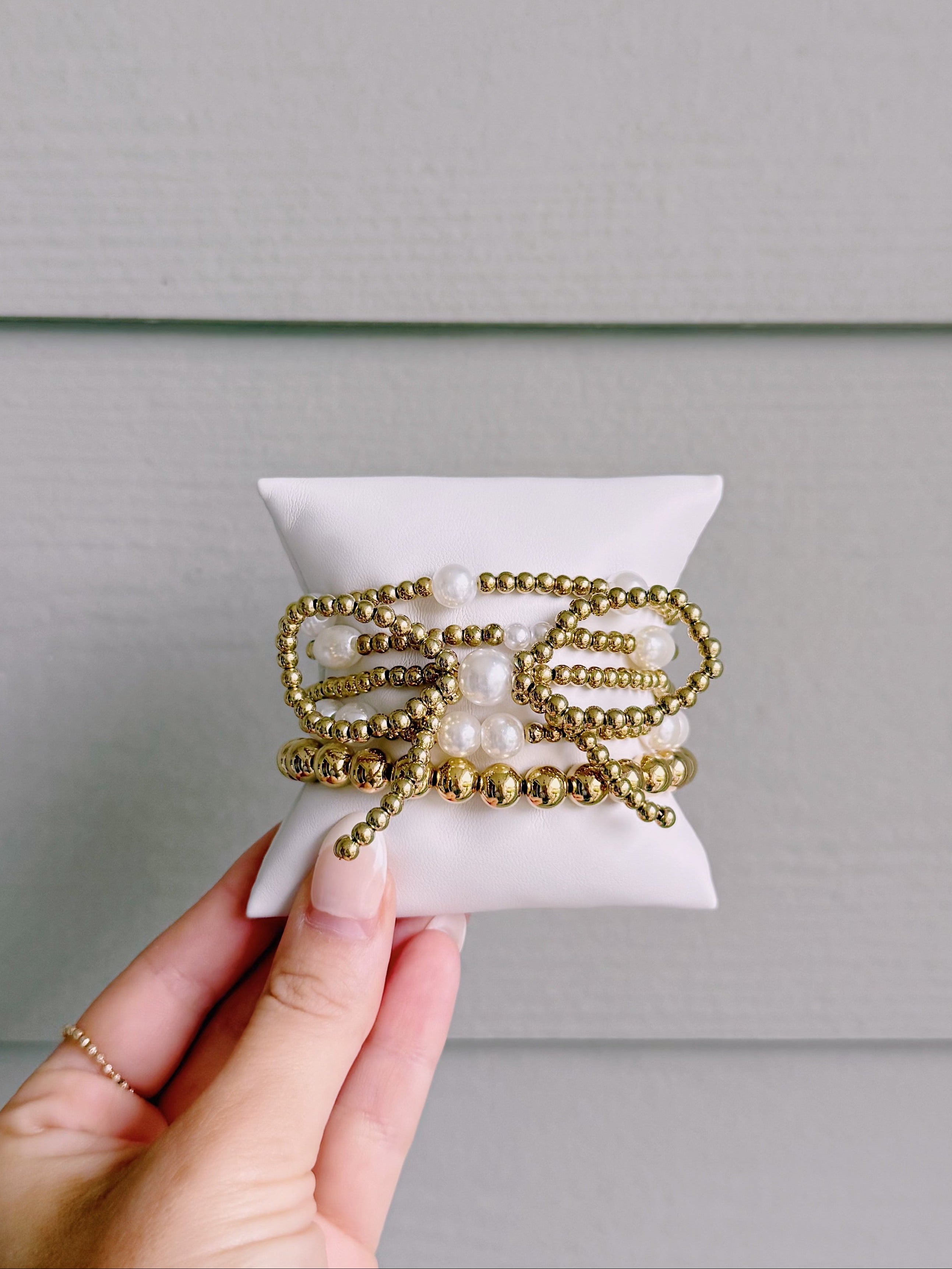 Bow Pearl Bracelets Set