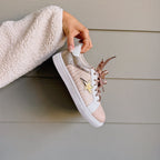 Glitter Star Patchwork Leather Lace-up Sneakers