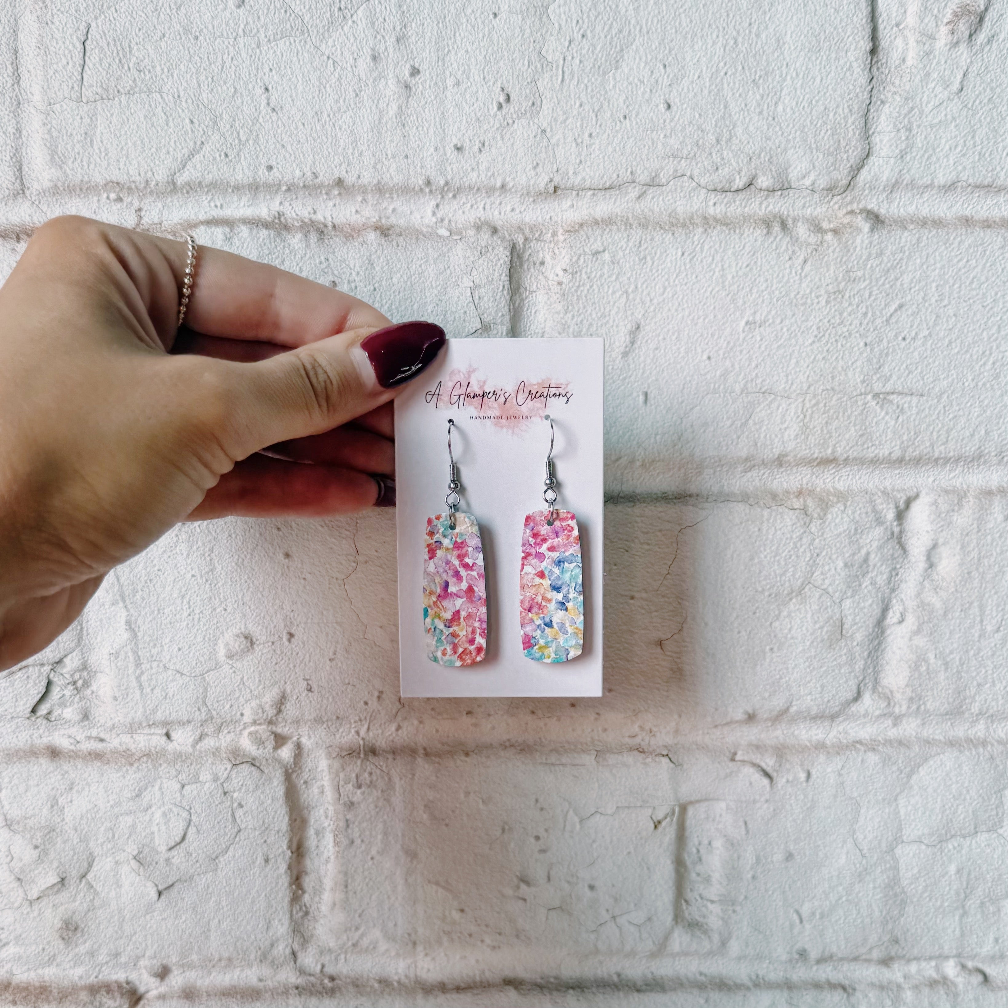 Watercolor Floral Leather Earrings