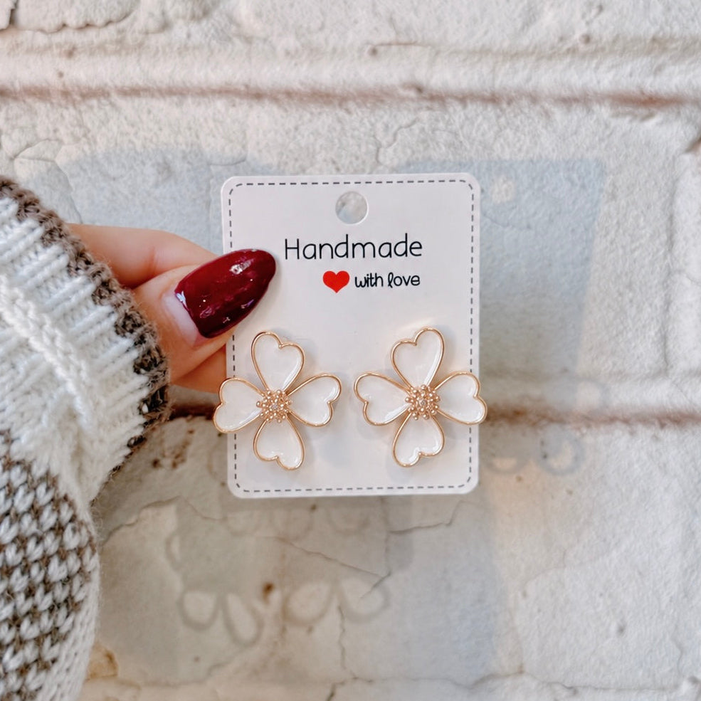 Evangeline Blooms Earrings - White