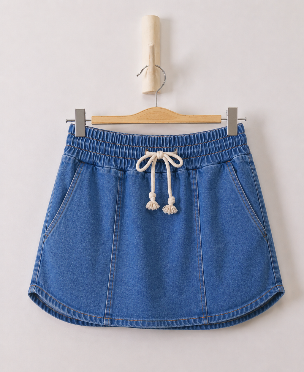 Raven Drawstring Waist Denim Skort