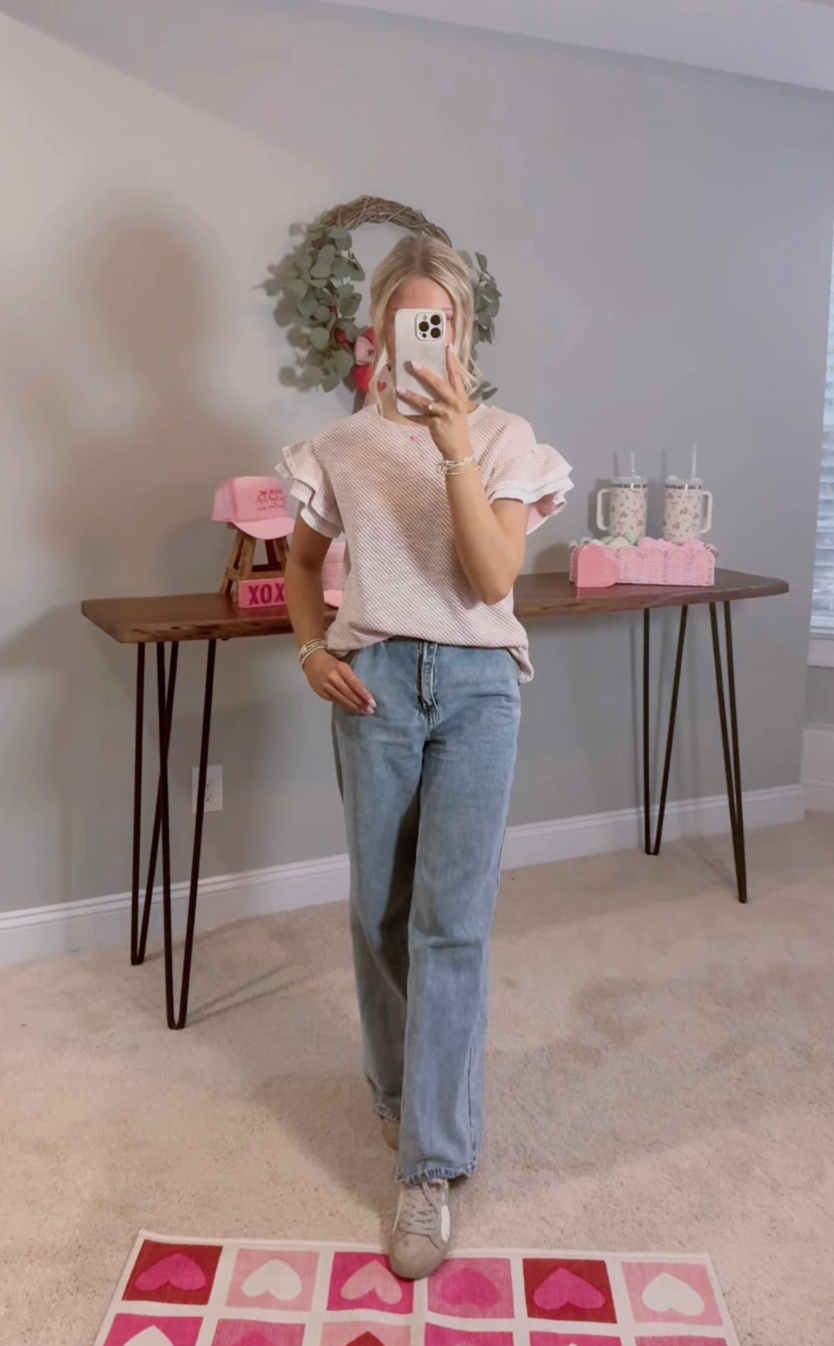 Rose Twilled Lace Ruffled Blouse