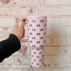 Black & Pink Mini Coquette Bows Tumbler