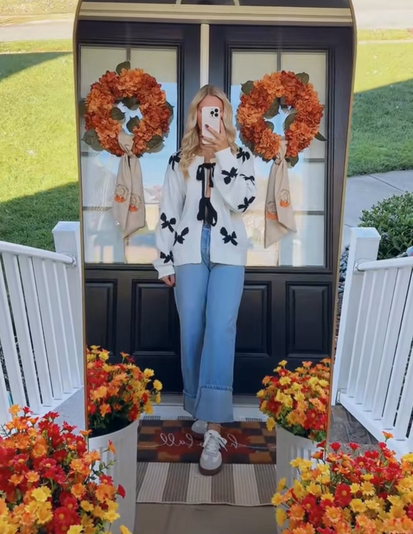 Sweet Bow Knitted Long-sleeved Cardigan