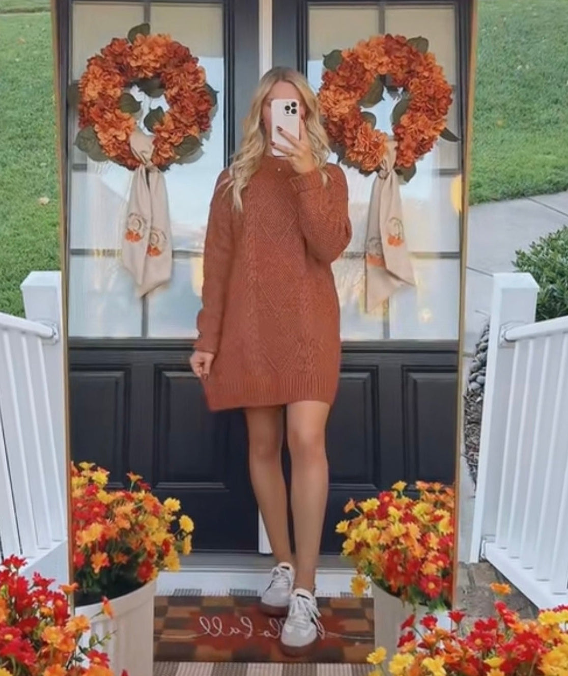 Cable Knit Drop Shoulder Loose Fit Sweater Dress