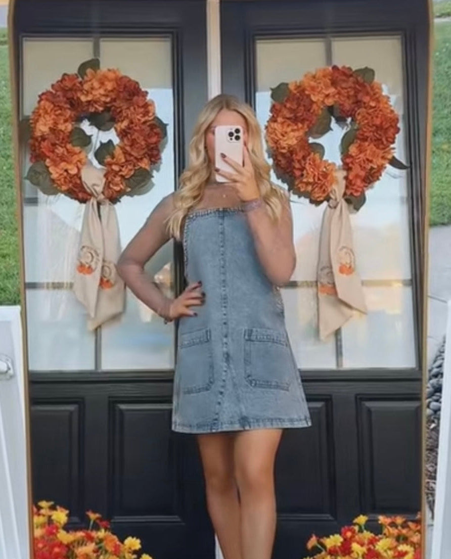 Ava Denim Overall Dress