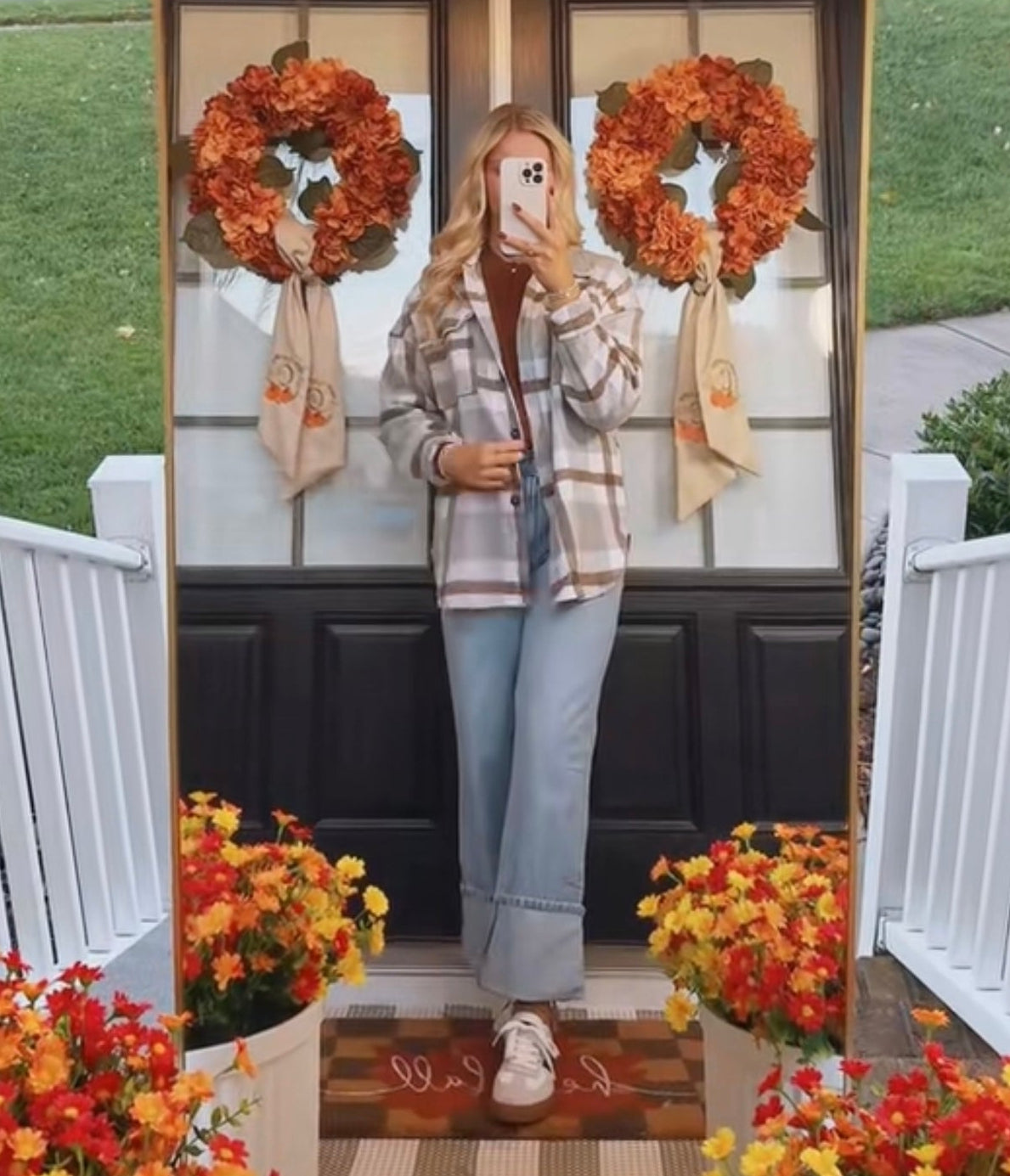 Plaid Button Flannel Shirt Jacket