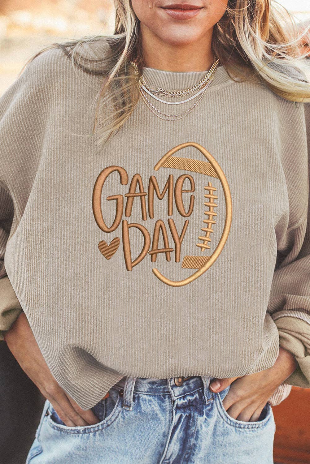 Texture Game Day Embroidered Sweatshirt