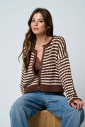 CROCHET KNIT BUTTON CARDIGAN