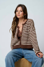 CROCHET KNIT BUTTON CARDIGAN