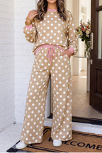Polka Dot Drawstring Pants Set