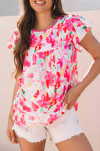 Rose Floral Flutter Top