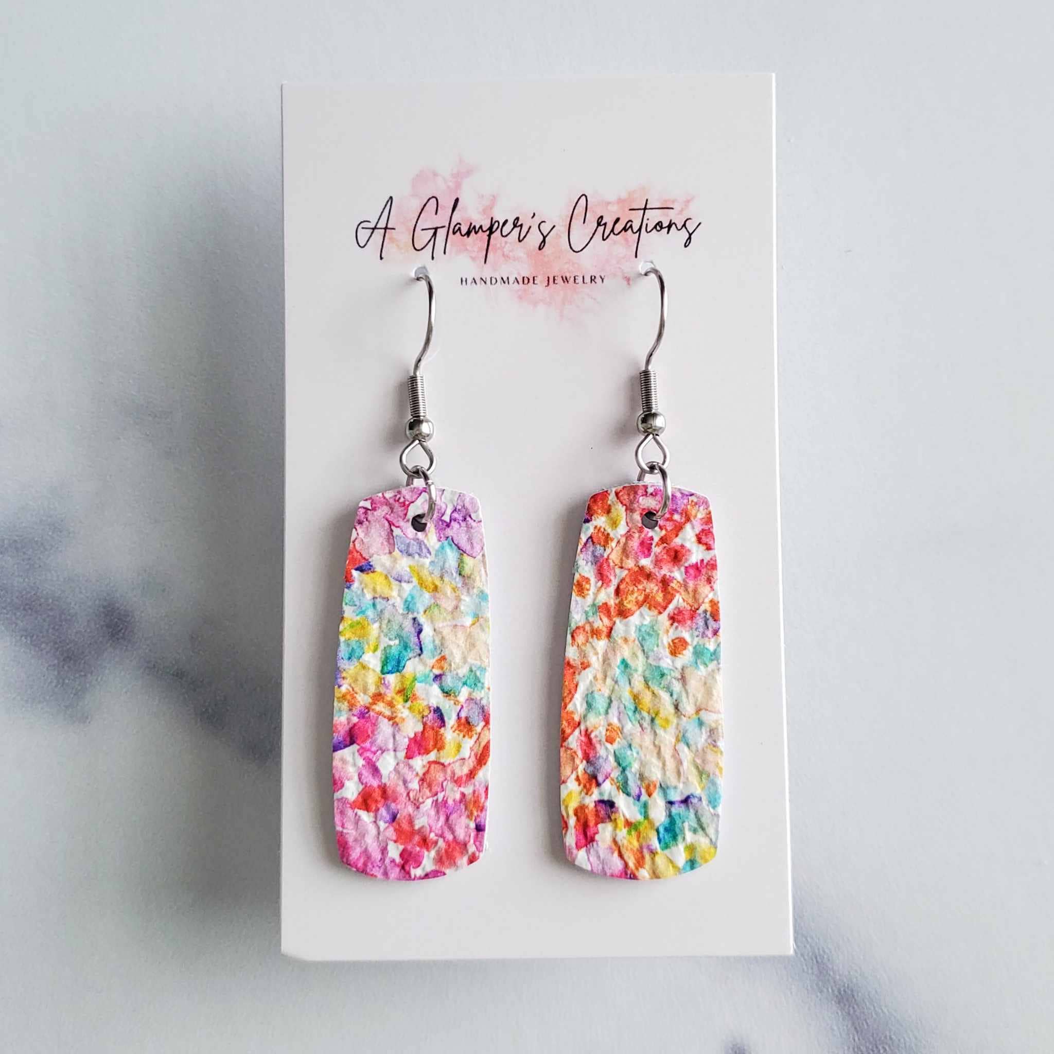 Watercolor Floral Leather Earrings