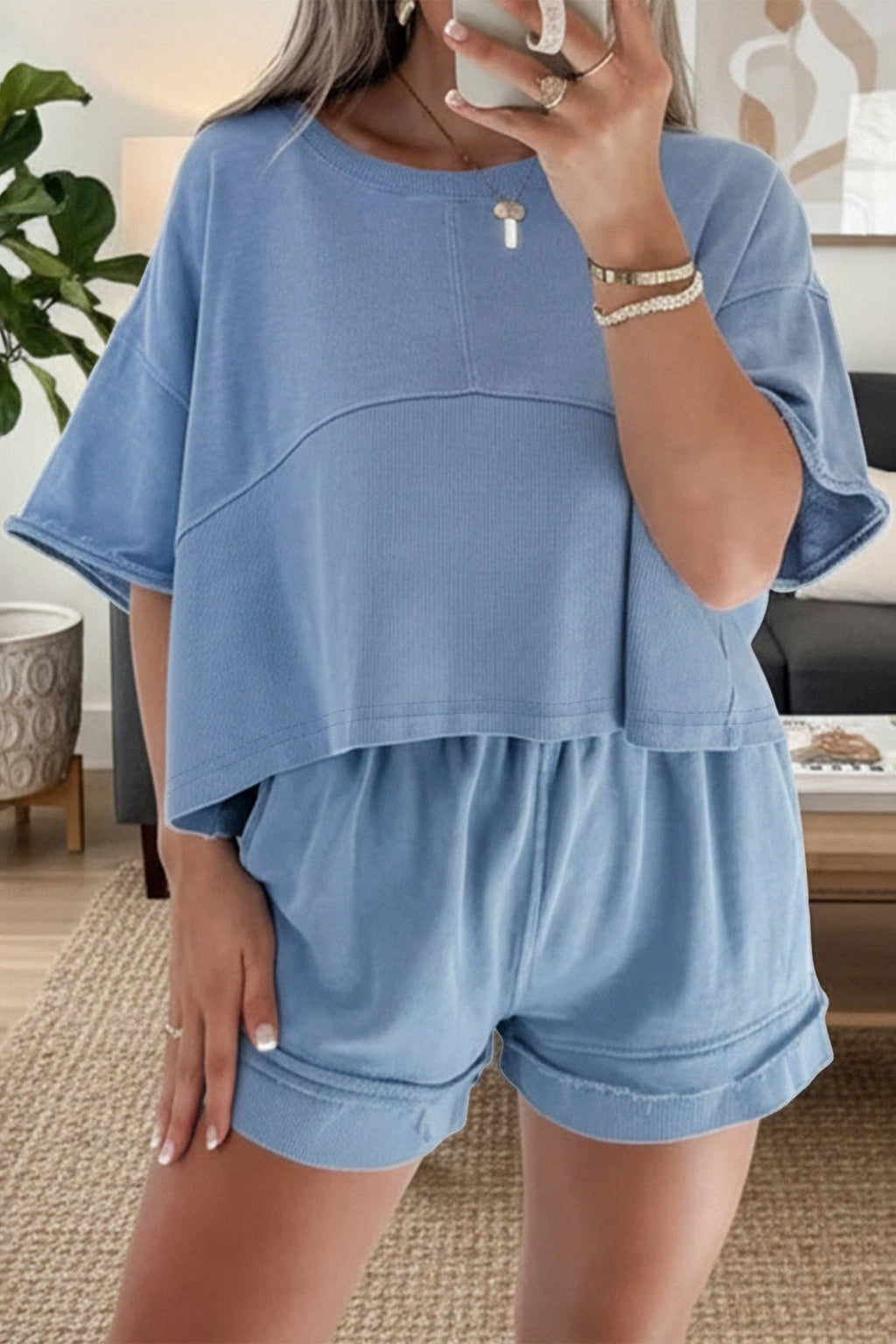 Sky Blue 2pcs Short Set