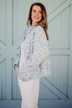 Light Blue Dainty Floral Quilted Jacket