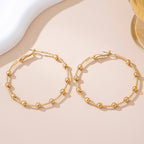 Gold Ball Beaded Hoop Earrings