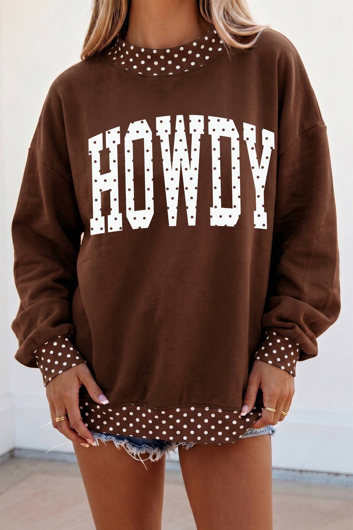 HOWDY Polka Dot Mock Neck Sweatshirt