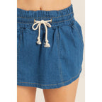 Raven Drawstring Waist Denim Skort