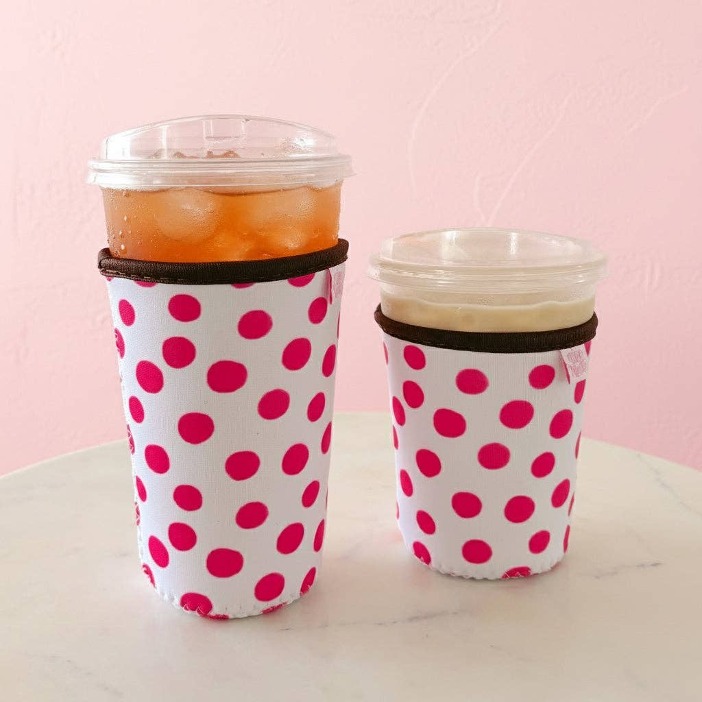 Coffee Cup Cover - Pink Polka Dots