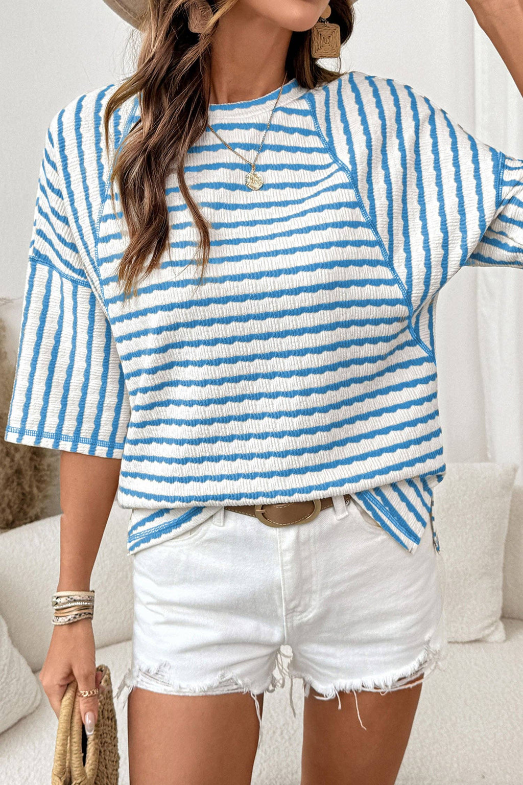 Apricot Stripe Loose Top