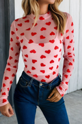 Pink Valentines Heart Sheer Mesh Top