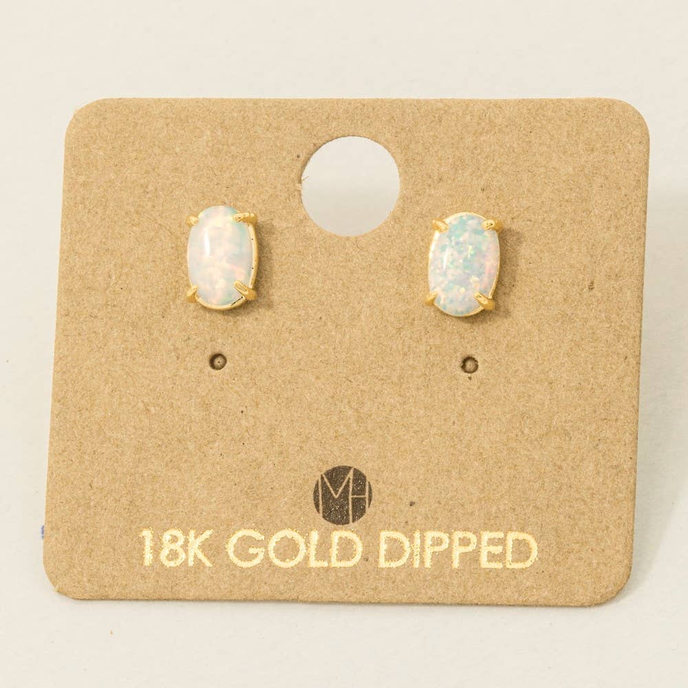 Opal Stone Stud Earrings