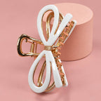 Ribbon Bow Gold Claw Clips