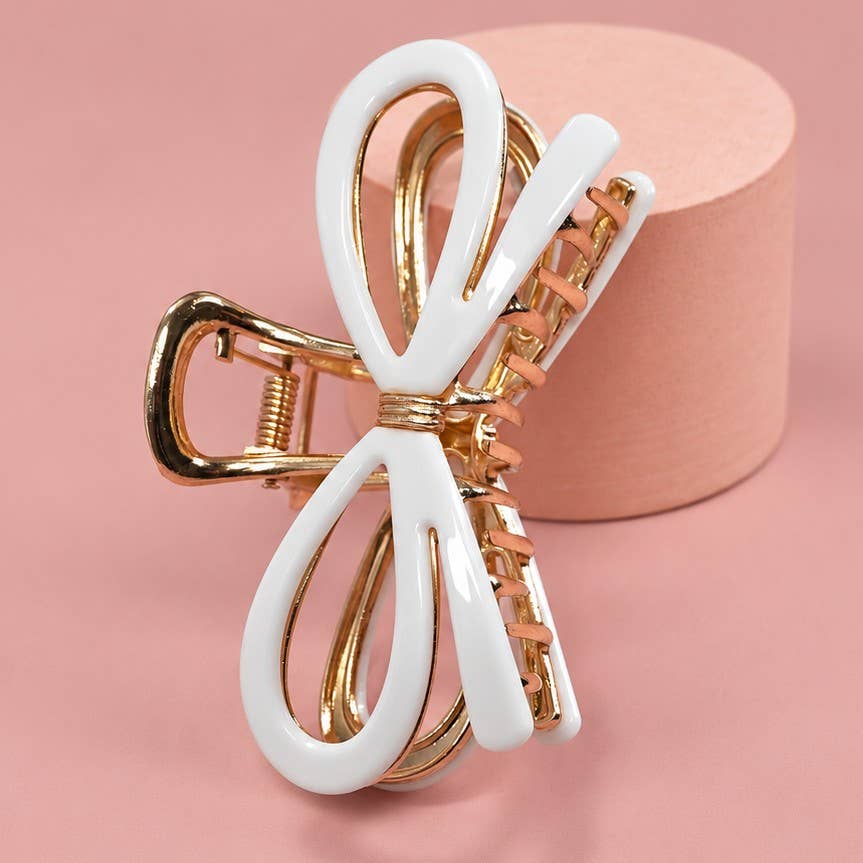 Ribbon Bow Gold Claw Clips
