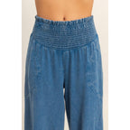 Mineral Washed Wide-Leg Pants
