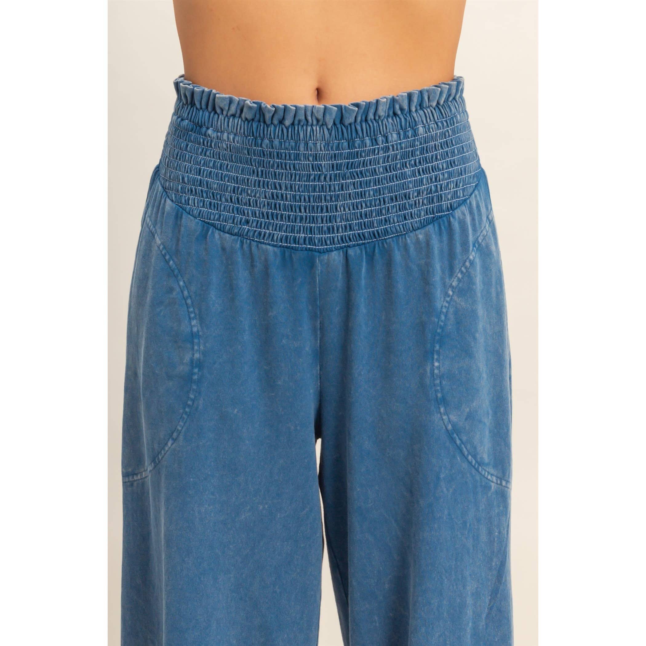 Mineral Washed Wide-Leg Pants