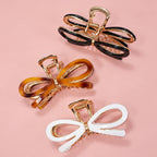 Ribbon Bow Gold Claw Clips