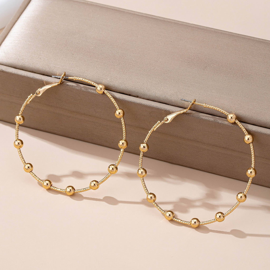 Gold Ball Beaded Hoop Earrings