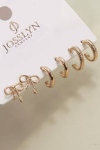 BOW HUGGIE HOOP TRIO EARRINGS