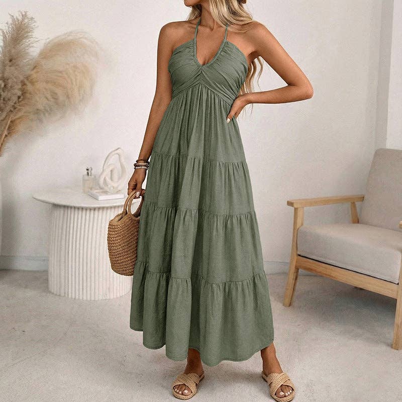 Halter V Neck Dress